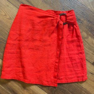 Red Asymmetrical Mini Skirt